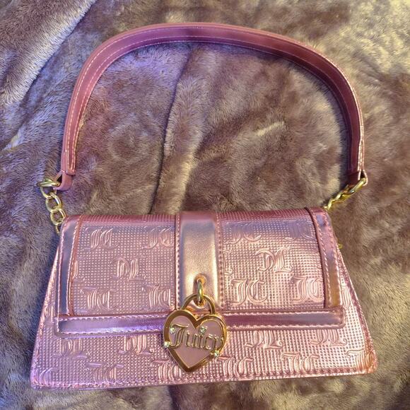 Juicy Couture Metallic Small Bubblegum Pink Shoulder bag Gold Hardware Chain - Picture 1 of 5